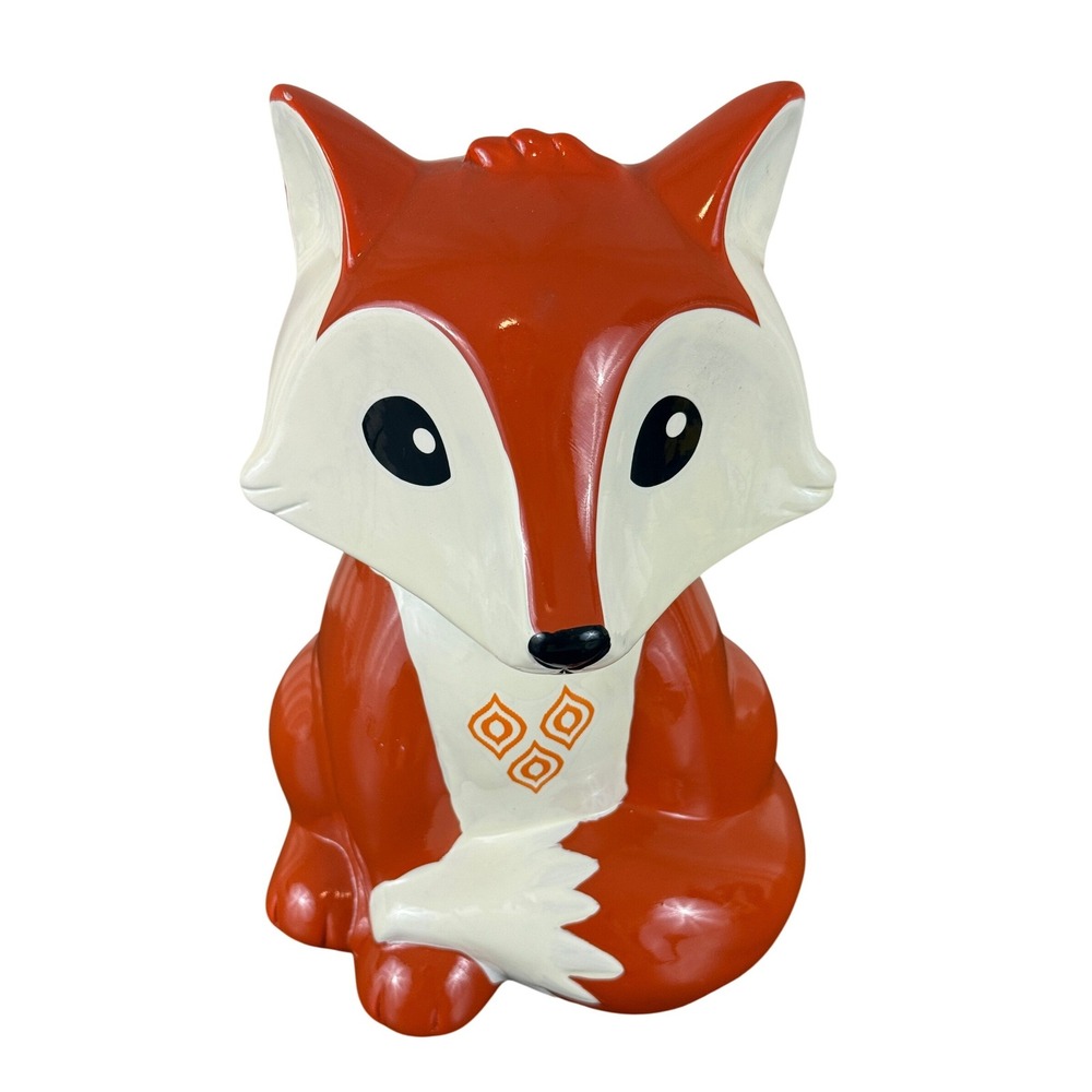 FAB Starpoint Ceramic Fox 8.5" Tall Coinbank Woodland Decor Animals Orange White